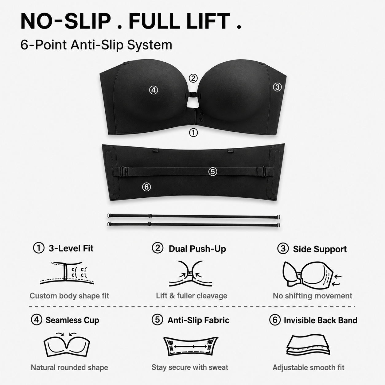 Strapless Front Closure Bra
